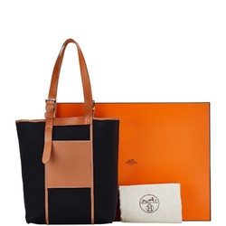 Hermes Etrivière Pocket 27 Tote Bag Black Brown Swift Toile Goelan Women's HERMES