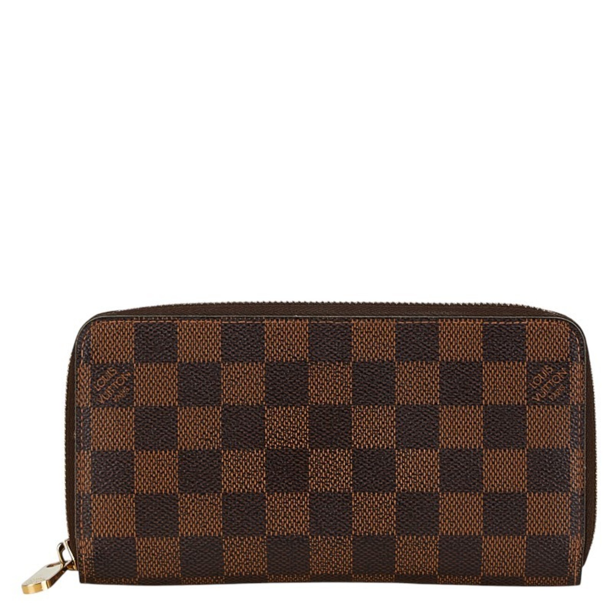 Louis Vuitton Damier Zippy Wallet Round Long N60015 Brown PVC Leather Women's LOUIS VUITTON