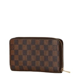 Louis Vuitton Damier Zippy Wallet Round Long N60015 Brown PVC Leather Women's LOUIS VUITTON