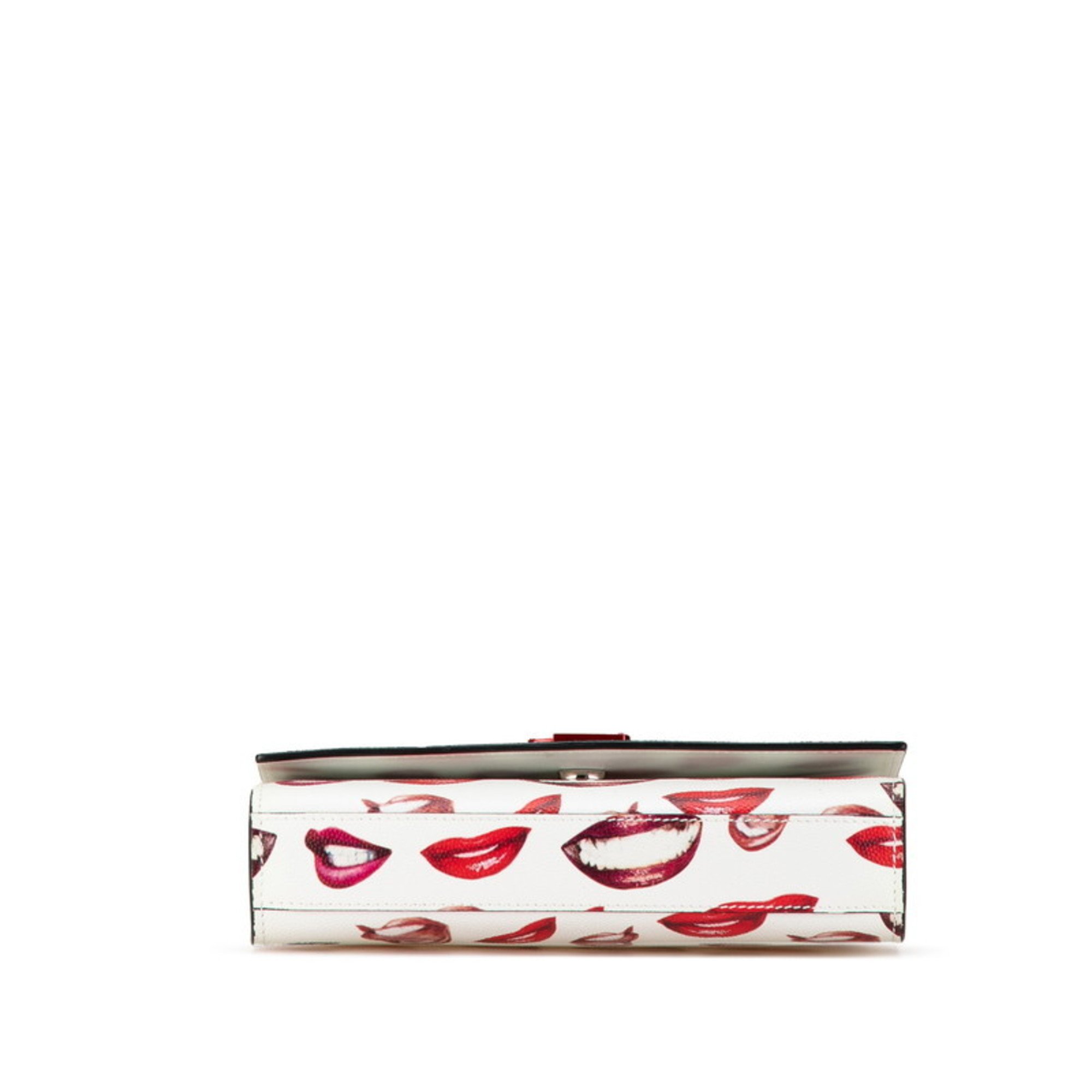 Saint Laurent YSL Kate Lip Print Chain Shoulder Bag White Red Leather Women's SAINT LAURENT