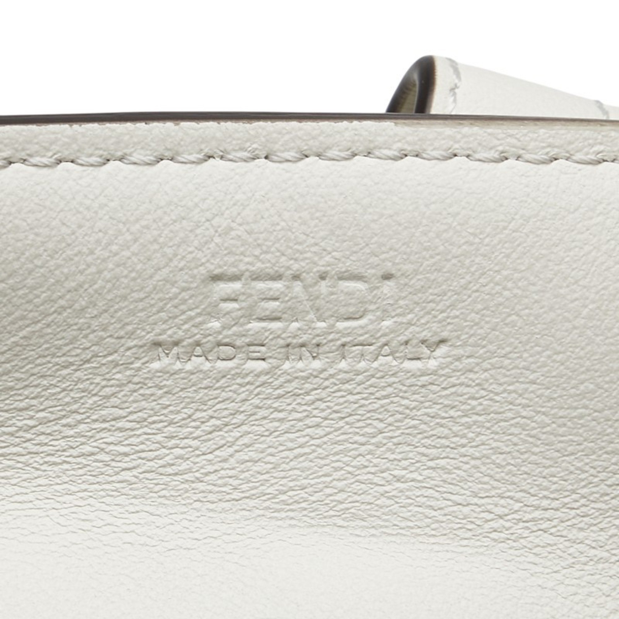 FENDI Bastien Century Shoulder Bag 8BS026 Ivory White Leather Women's