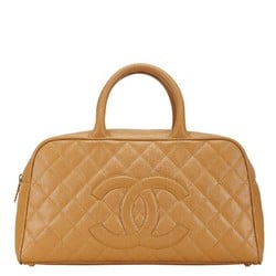 Chanel Matelasse Coco Mark Bowling Bag Handbag Beige Caviar Skin Women's CHANEL