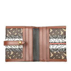 Burberry TB Monogram Luna Bi-fold Wallet Brown White PVC Leather Women's BURBERRY