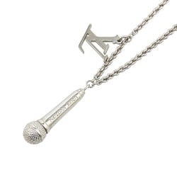 Louis Vuitton Pendant DJ Vocabulary Microphone Necklace M69458 Silver Metal Women's LOUIS VUITTON