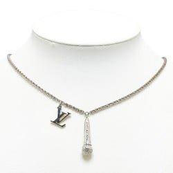 Louis Vuitton Pendant DJ Vocabulary Microphone Necklace M69458 Silver Metal Women's LOUIS VUITTON