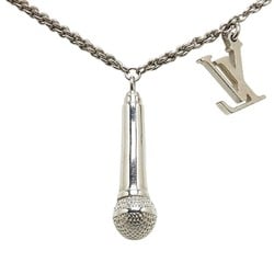 Louis Vuitton Pendant DJ Vocabulary Microphone Necklace M69458 Silver Metal Women's LOUIS VUITTON