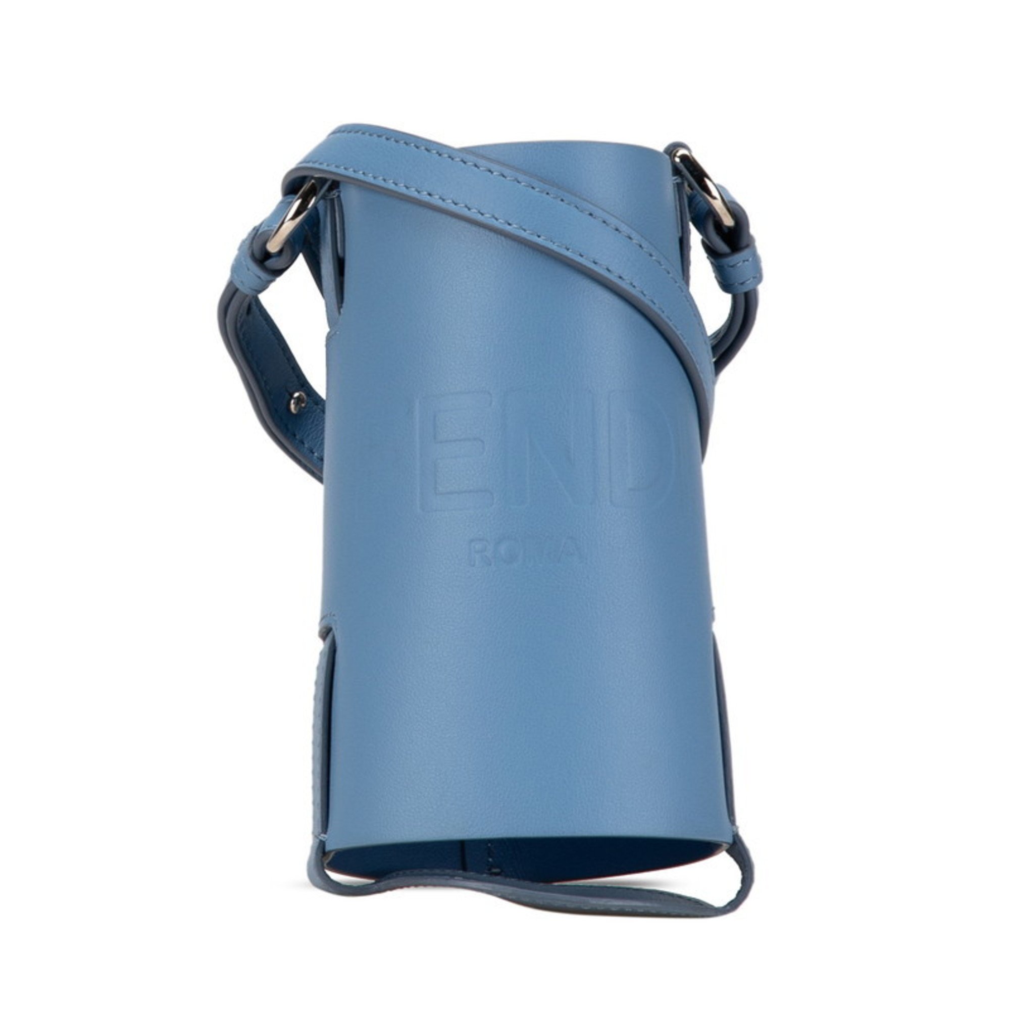 FENDI Water Bottle Holder 7AS022 Light Blue Leather Women's