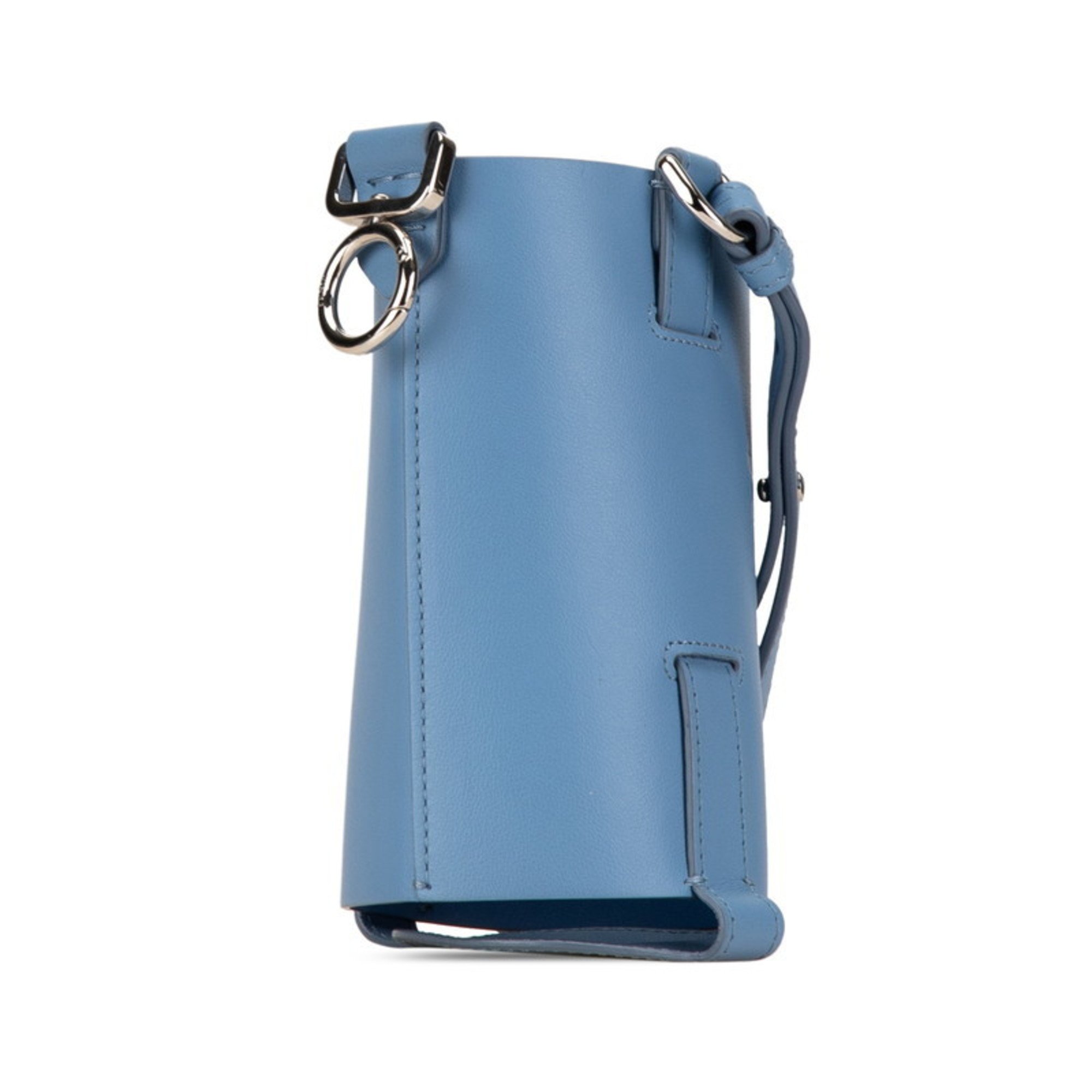 FENDI Water Bottle Holder 7AS022 Light Blue Leather Women's