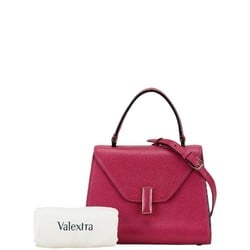 Valextra Iside Handbag Shoulder Bag Pink Leather Women's