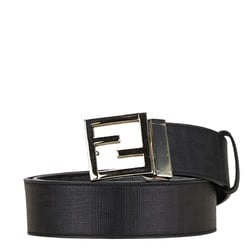 FENDI ZUCCA BUCKLE BELT BLACK LEATHER WOMEN'S