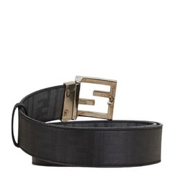 FENDI ZUCCA BUCKLE BELT BLACK LEATHER WOMEN'S