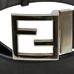 FENDI ZUCCA BUCKLE BELT BLACK LEATHER WOMEN'S