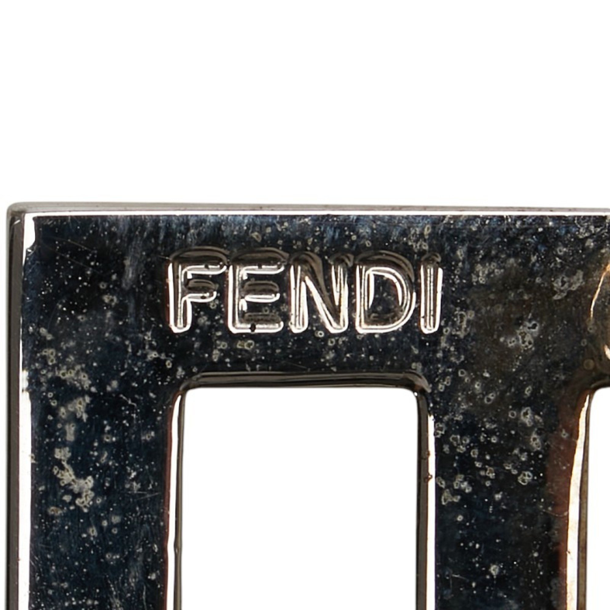 FENDI ZUCCA BUCKLE BELT BLACK LEATHER WOMEN'S