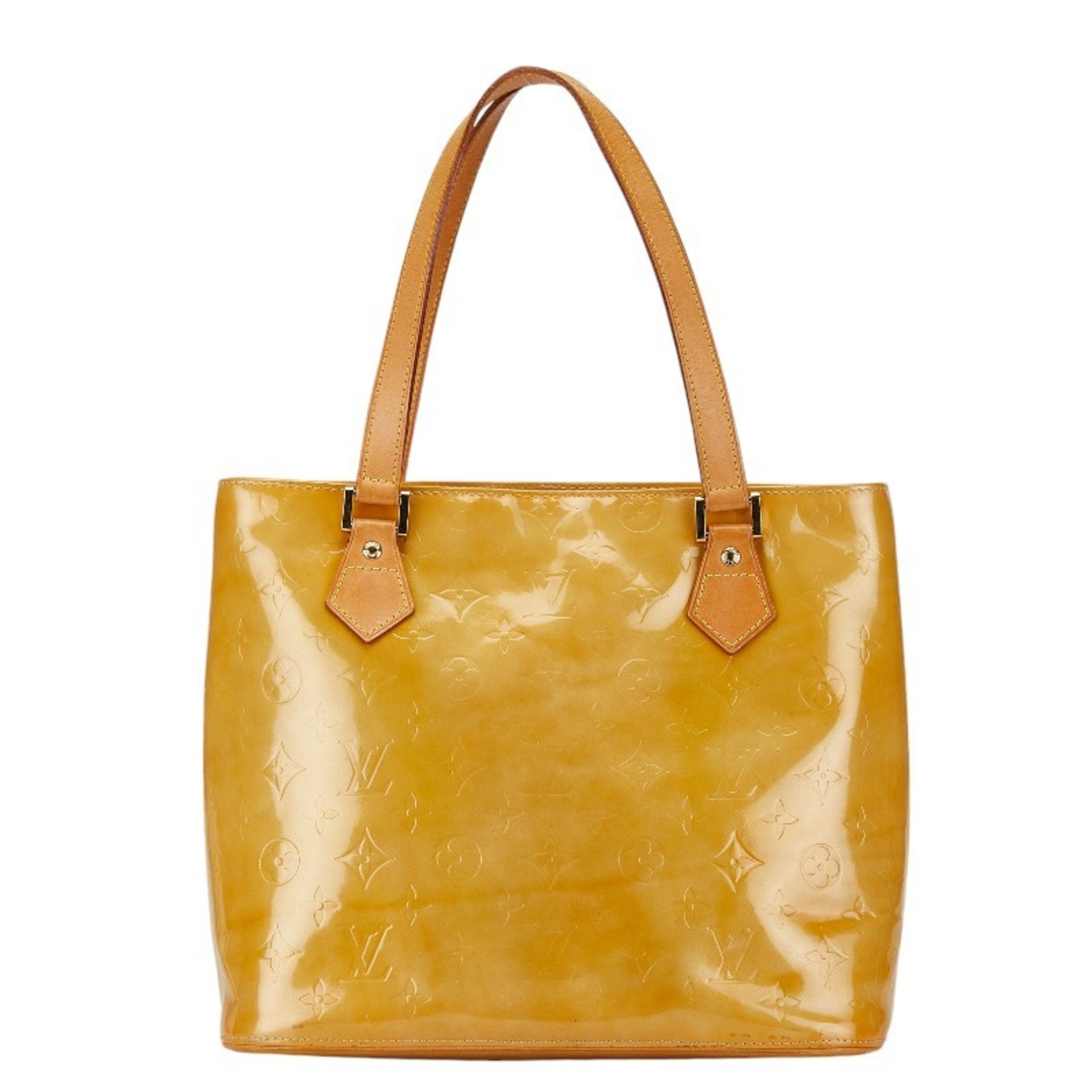 Louis Vuitton Monogram Vernis Houston Tote Bag Shoulder M91054 Rose Yellow PVC Leather Women's LOUIS VUITTON