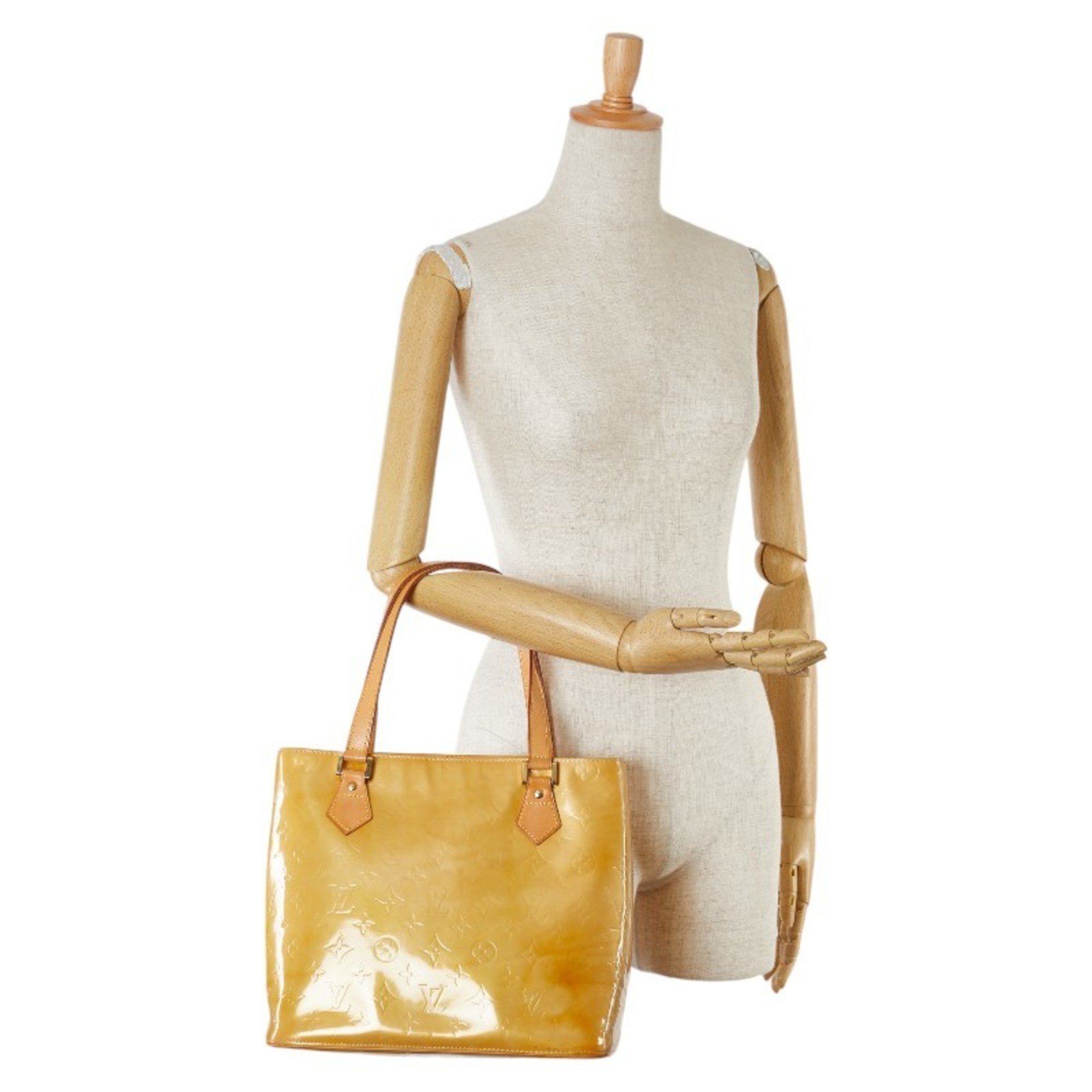 Louis Vuitton Monogram Vernis Houston Tote Bag Shoulder M91054 Rose Yellow PVC Leather Women's LOUIS VUITTON