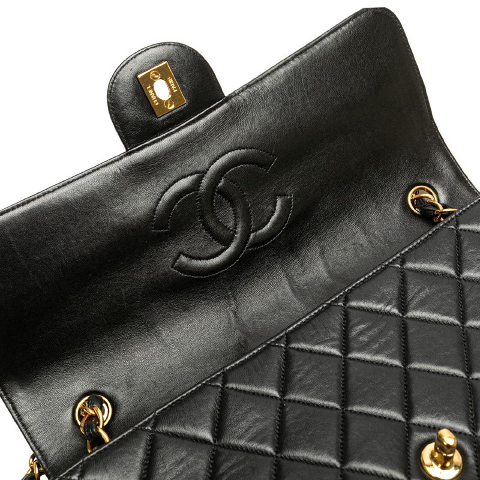 Chanel Matelasse 30 Coco Mark Chain Shoulder Bag Black Lambskin Women's CHANEL