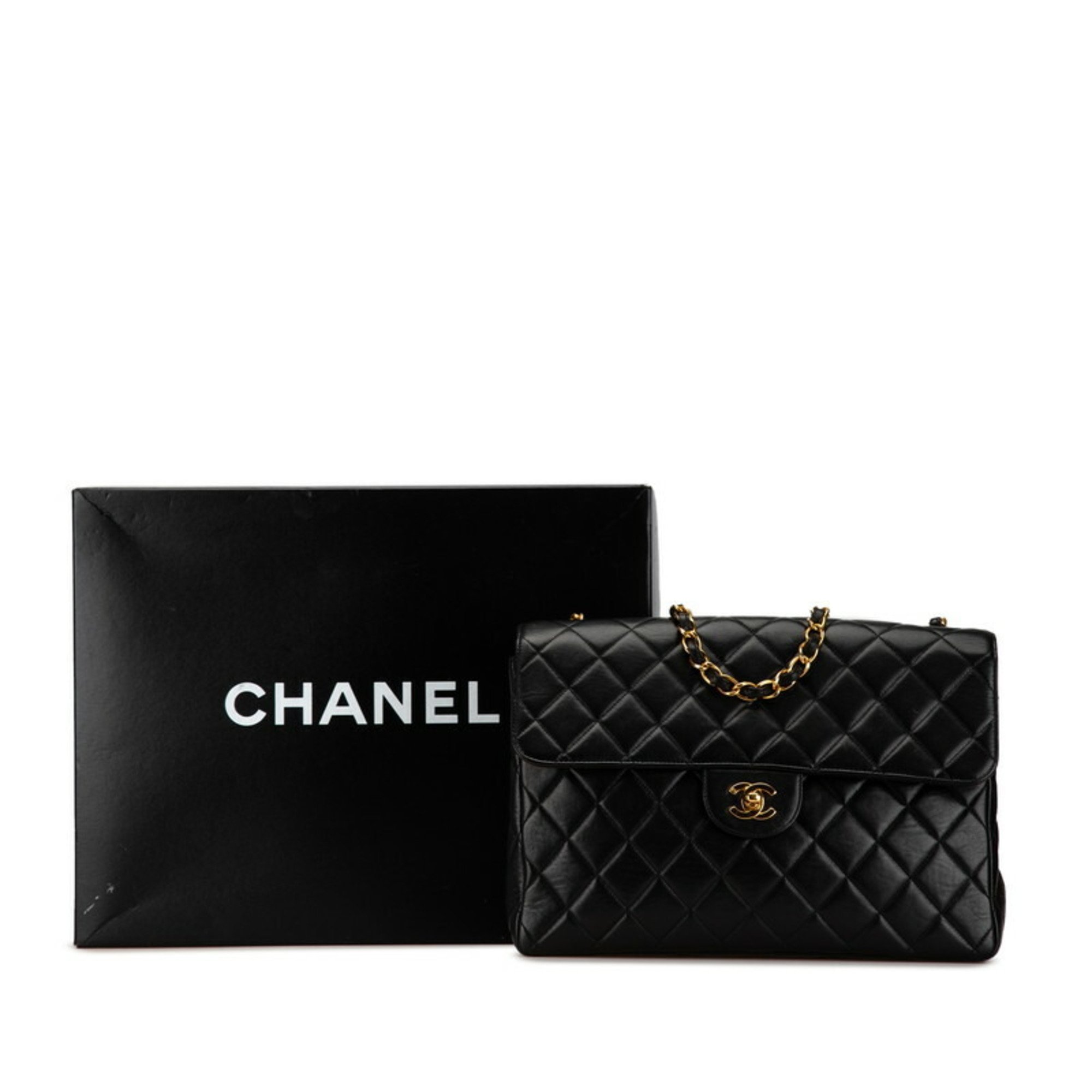 Chanel Matelasse 30 Coco Mark Chain Shoulder Bag Black Lambskin Women's CHANEL