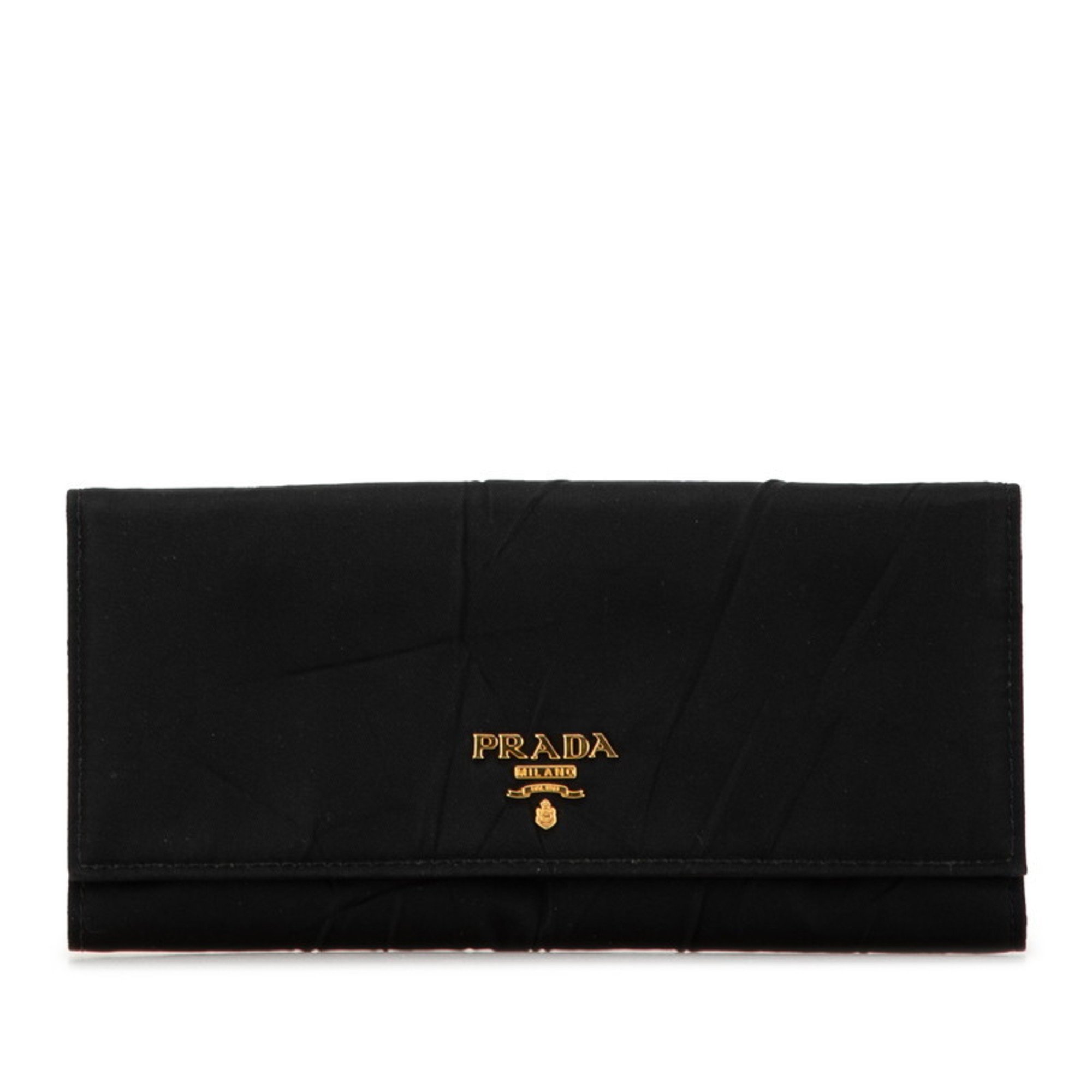 Prada Long Wallet Black Nylon Leather Women's PRADA