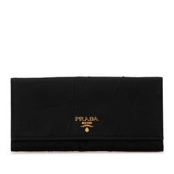 Prada Long Wallet Black Nylon Leather Women's PRADA