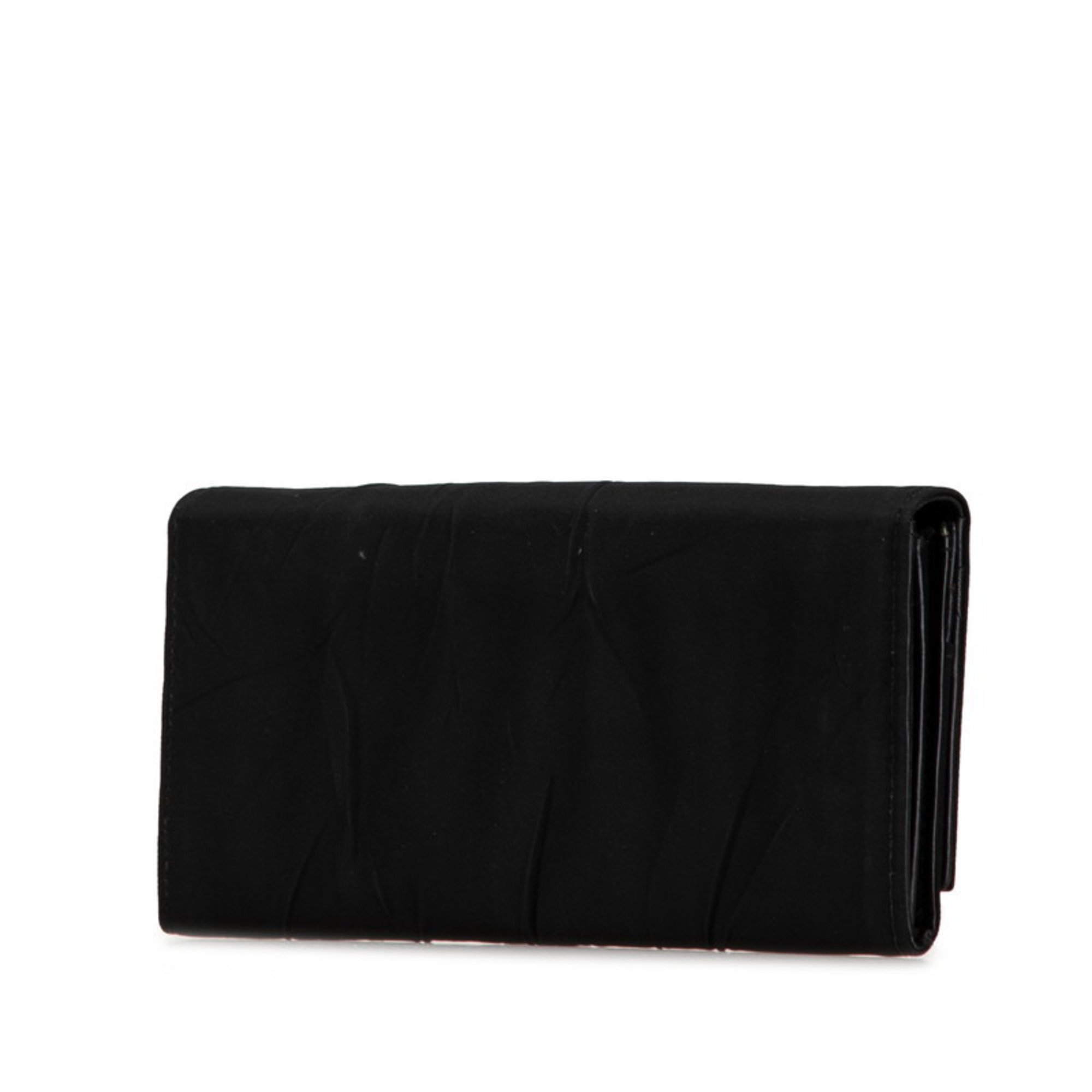 Prada Long Wallet Black Nylon Leather Women's PRADA