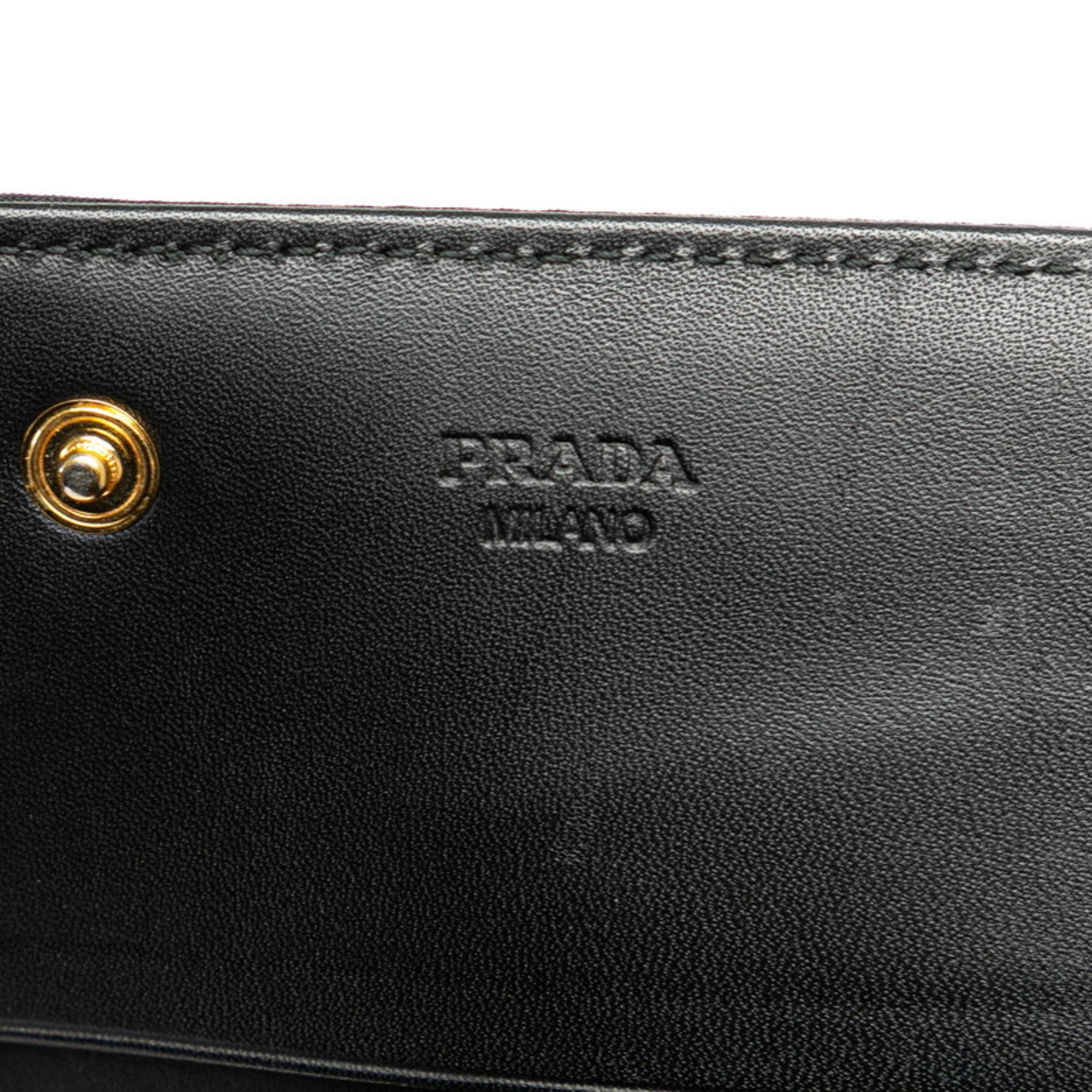 Prada Long Wallet Black Nylon Leather Women's PRADA