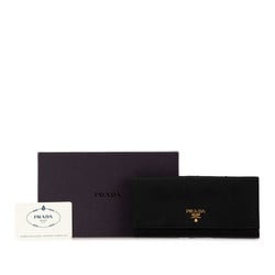 Prada Long Wallet Black Nylon Leather Women's PRADA