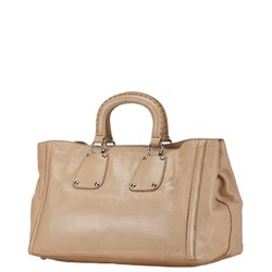 Prada Triangle Plate Handbag Beige Leather Women's PRADA