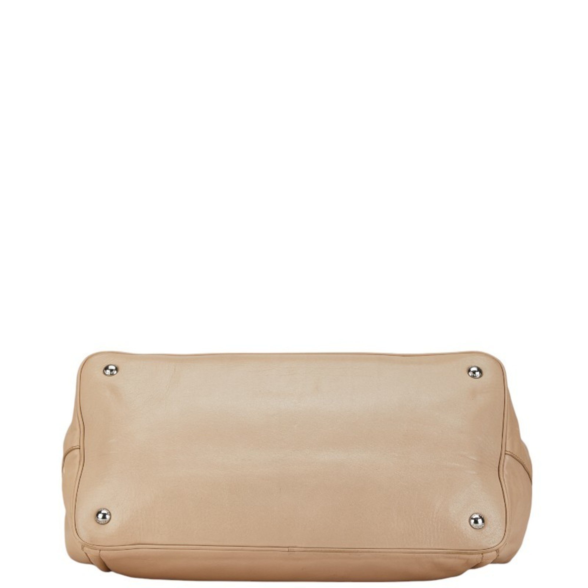 Prada Triangle Plate Handbag Beige Leather Women's PRADA