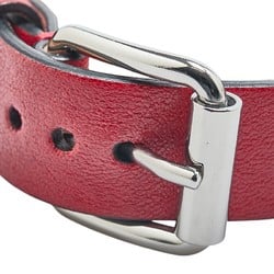 Jimmy Choo Star Studs Bracelet Wine Red Silver Leather Metal Women's JIMMY CHOO