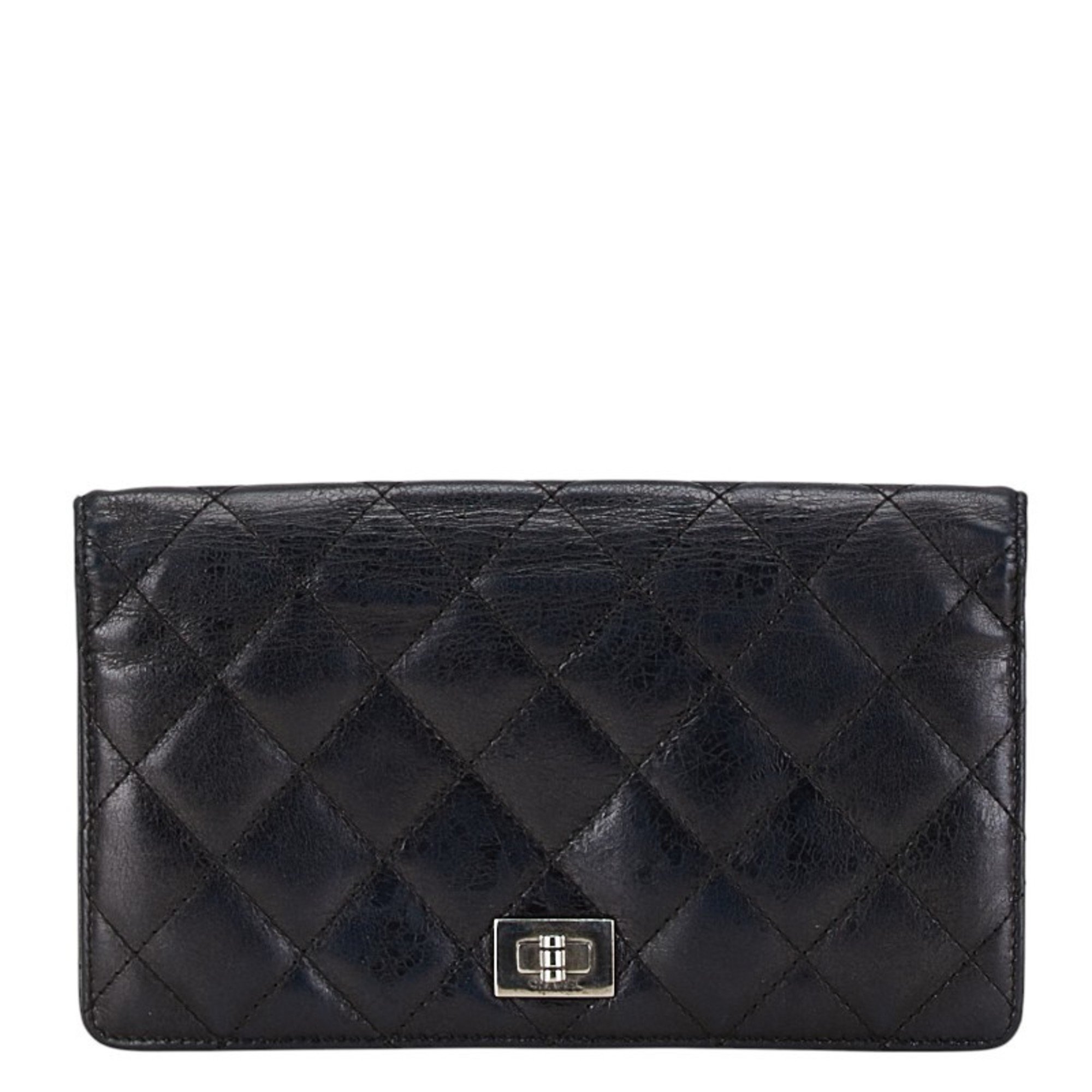 CHANEL Matelasse Long Wallet A35304 Black Lambskin Women's