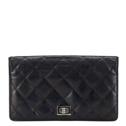 CHANEL Matelasse Long Wallet A35304 Black Lambskin Women's