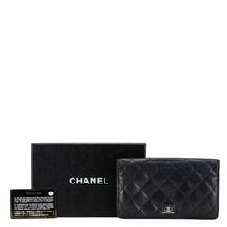 CHANEL Matelasse Long Wallet A35304 Black Lambskin Women's