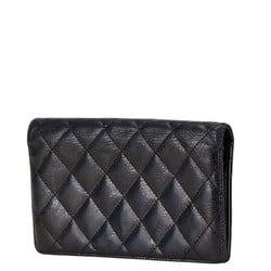 CHANEL Matelasse Long Wallet A35304 Black Lambskin Women's