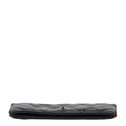 CHANEL Matelasse Long Wallet A35304 Black Lambskin Women's