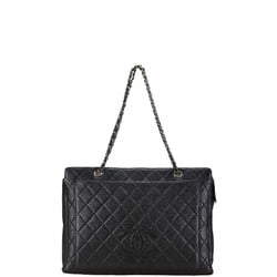 Chanel Coco Mark Chain Tote Bag Black Silver Caviar Skin Women's CHANEL