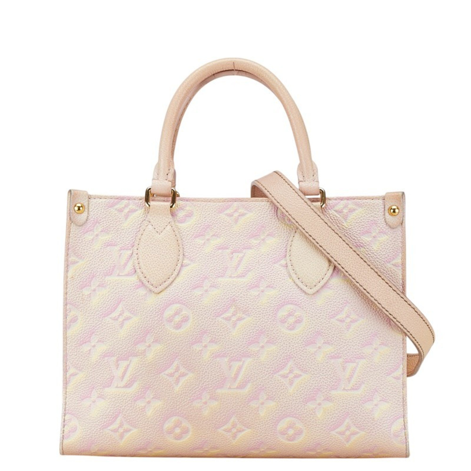 Louis Vuitton Monogram Empreinte On the Go PM Handbag Shoulder Bag M46168 Light Pink Yellow Leather Women's LOUIS VUITTON