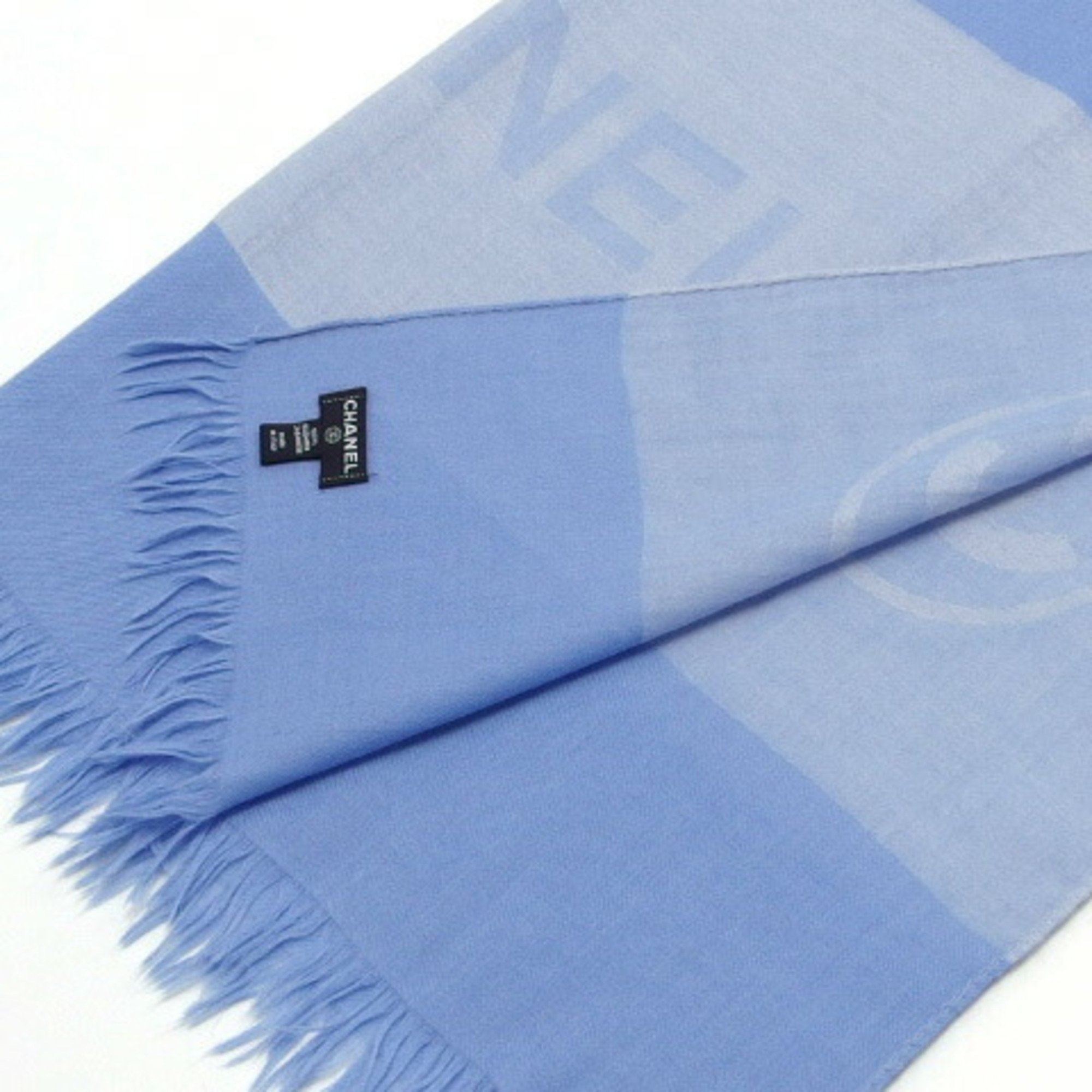 Chanel Coco Mark Large Scarf Light Blue