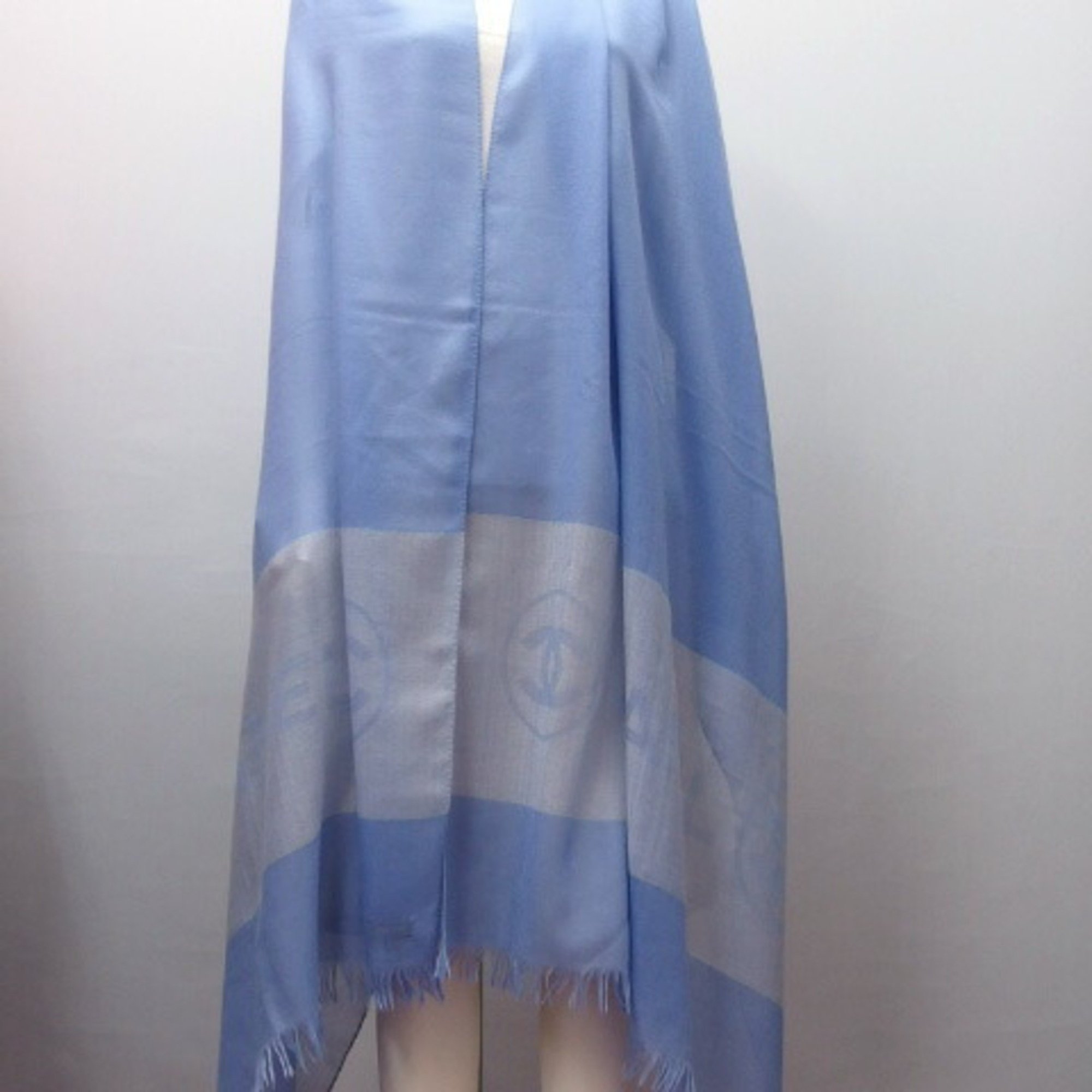 Chanel Coco Mark Large Scarf Light Blue