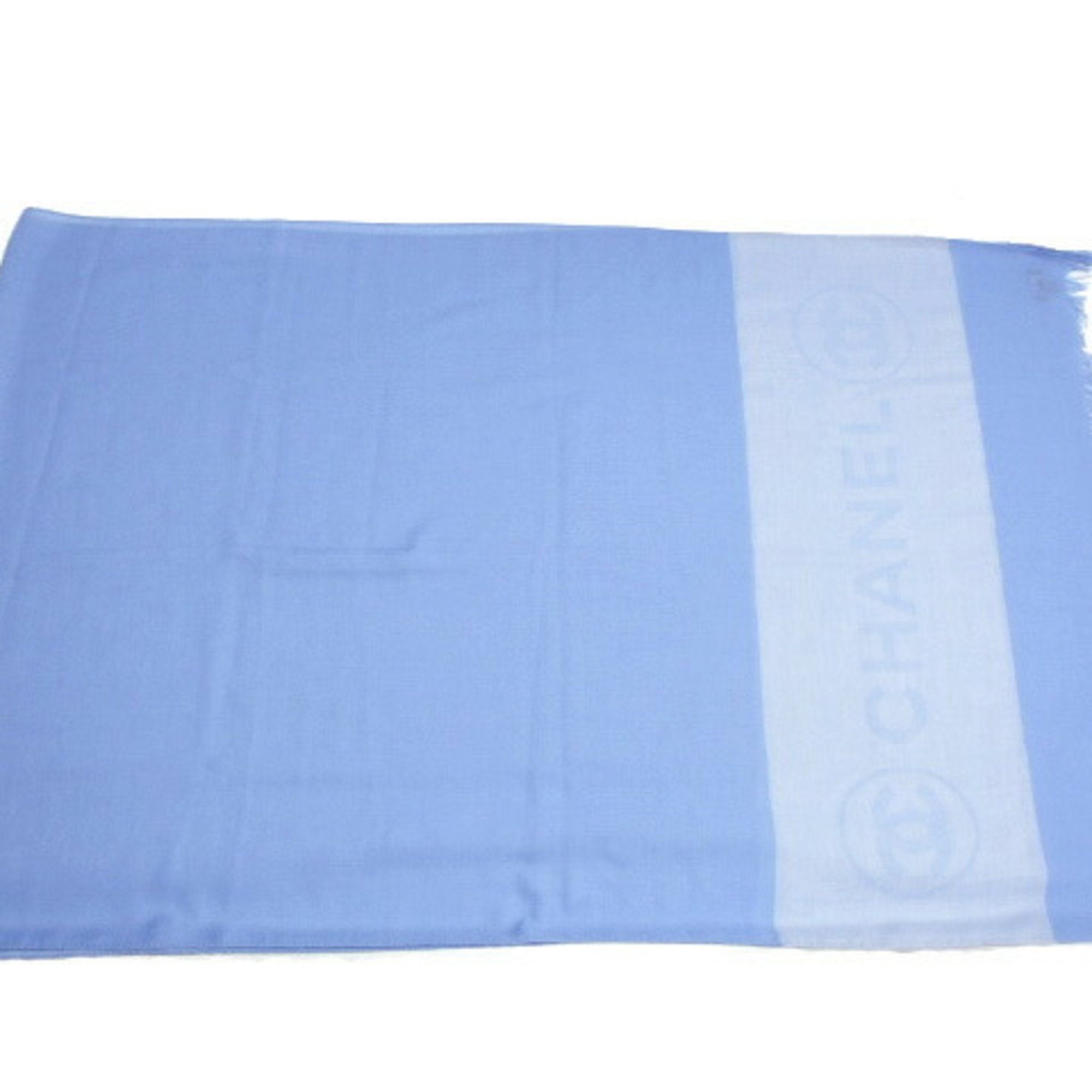 Chanel Coco Mark Large Scarf Light Blue