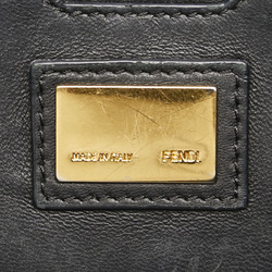 FENDI Chain Shoulder Bag Blue Mouton Leather Women's