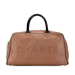 Chanel Matelasse Handbag Boston Bag Pink Beige Black Caviar Skin Patent Leather Women's CHANEL