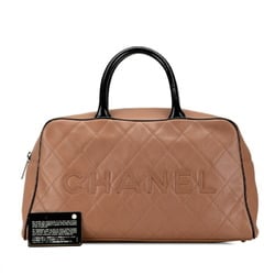 Chanel Matelasse Handbag Boston Bag Pink Beige Black Caviar Skin Patent Leather Women's CHANEL