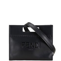 FENDI Shopper Small Handbag Shoulder Bag 7VA547 Black Leather Women's