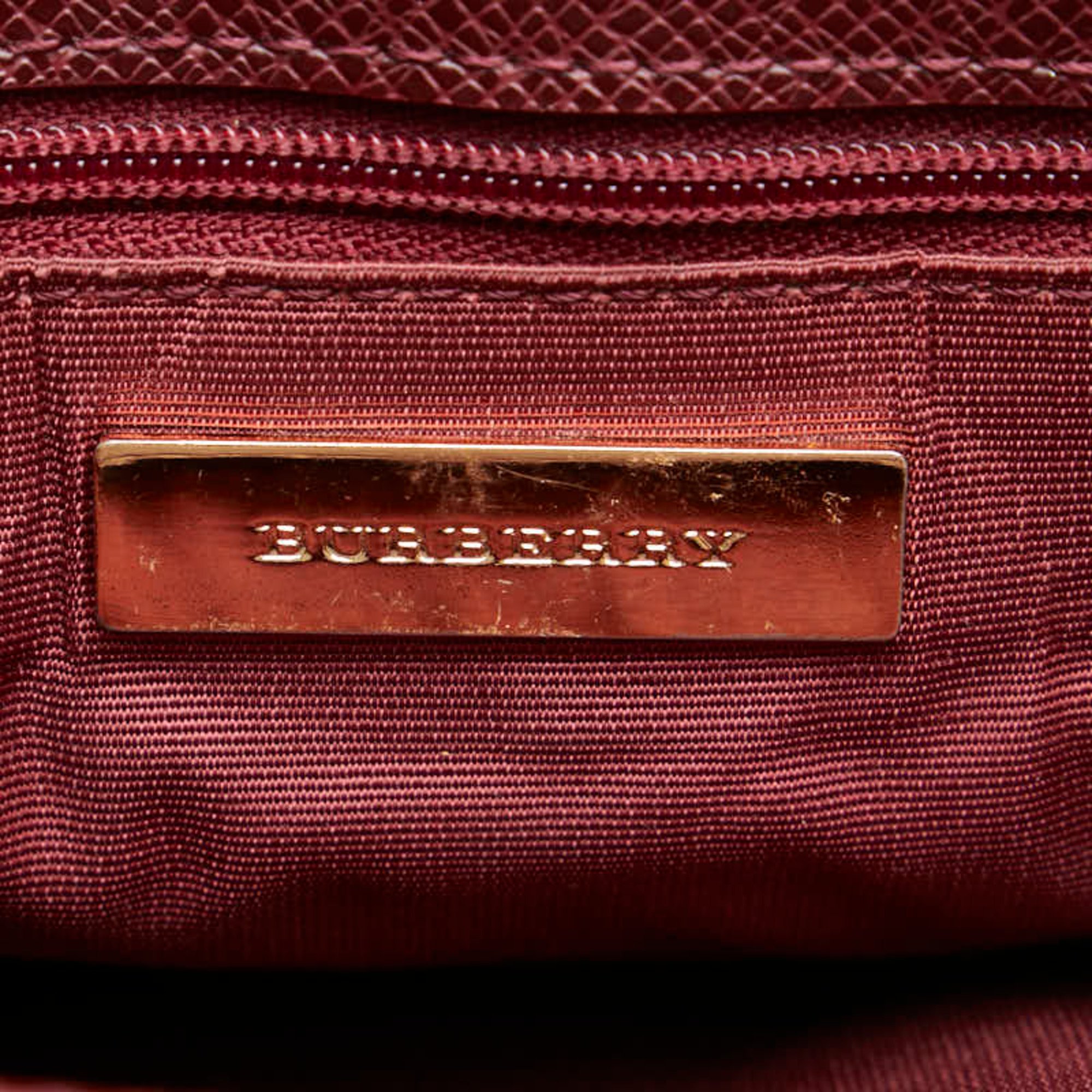 Burberry Nova Check Shoulder Bag Beige Red Canvas Leather Women's BURBERRY