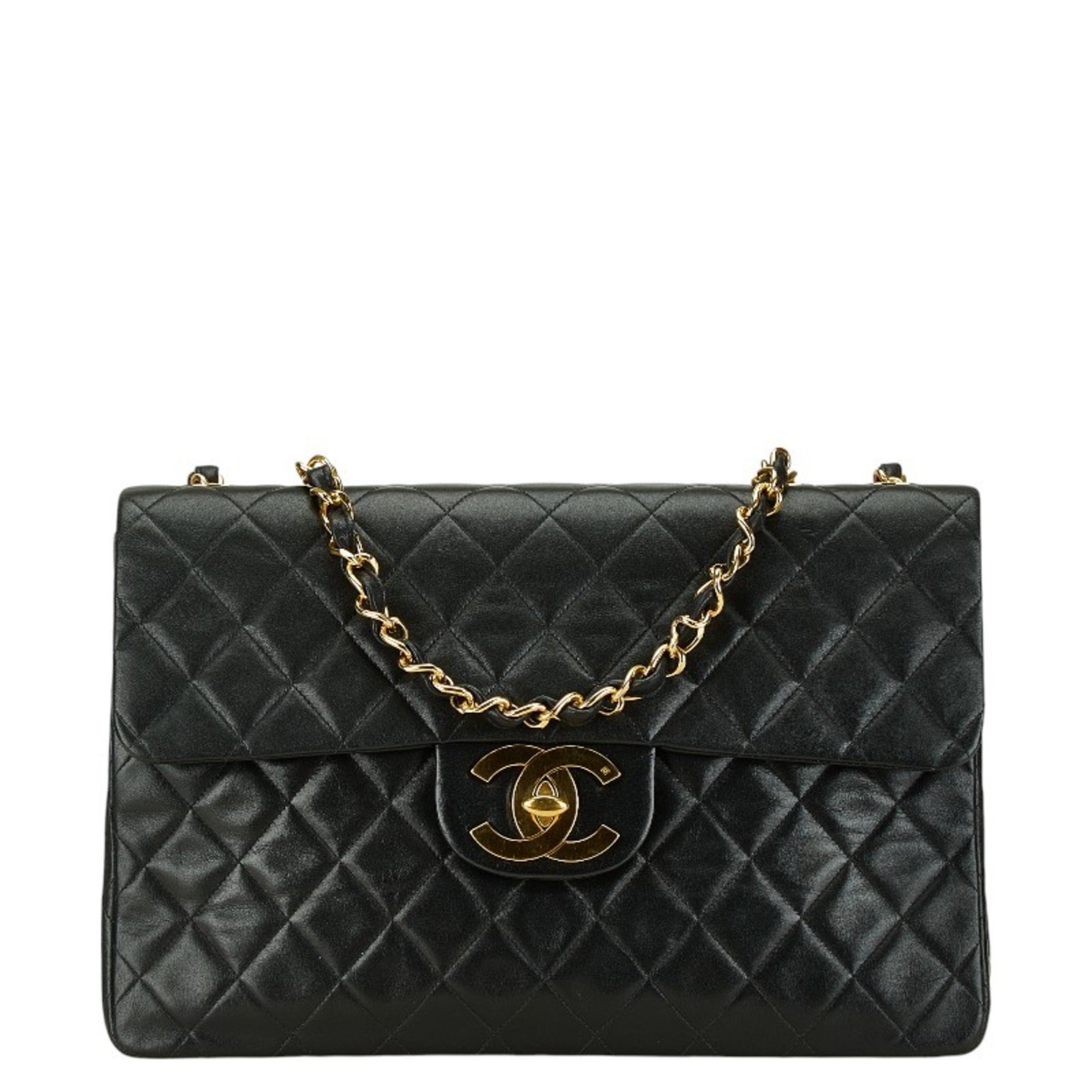 Chanel Matelasse 34 Chain Shoulder Bag Handbag Black Lambskin Women's CHANEL