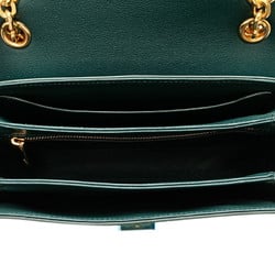 CELINE Medium C Chain Shoulder Bag Dark Green Calf Leather Women's