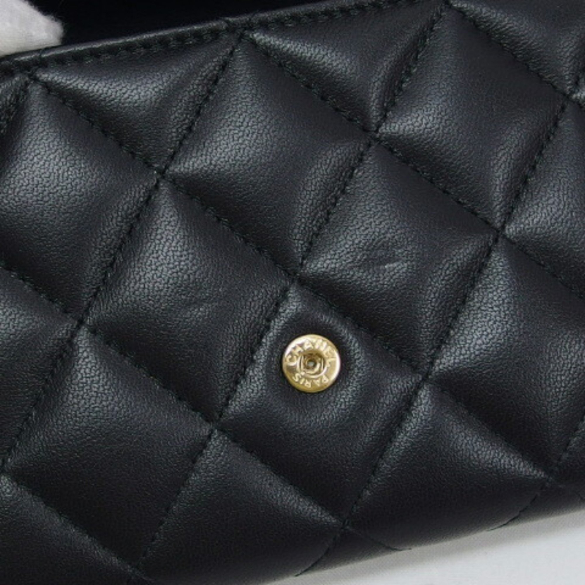 Chanel Matelasse Flap Long Wallet Coco Mark Lambskin Black