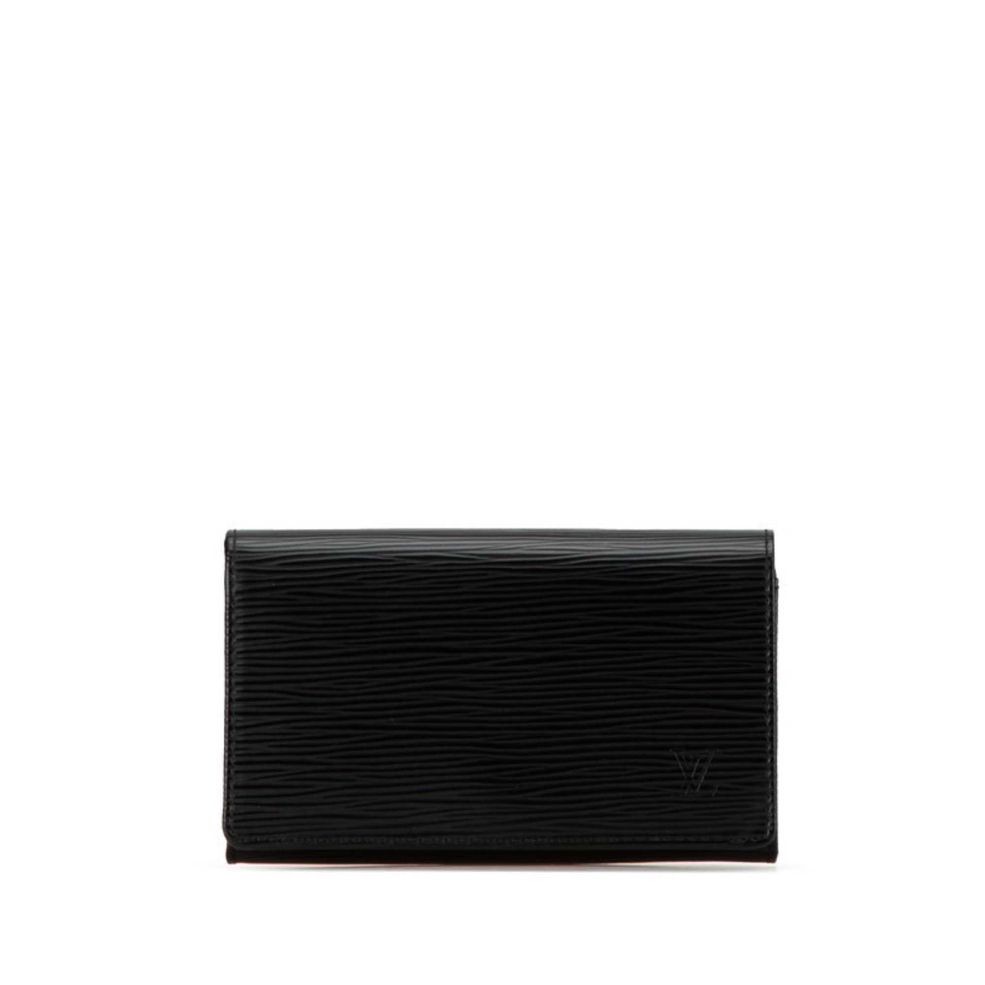 Louis Vuitton Epi Portefeuille Tresor L-shaped Bi-fold Wallet M63972 Noir Leather Women's LOUIS VUITTON