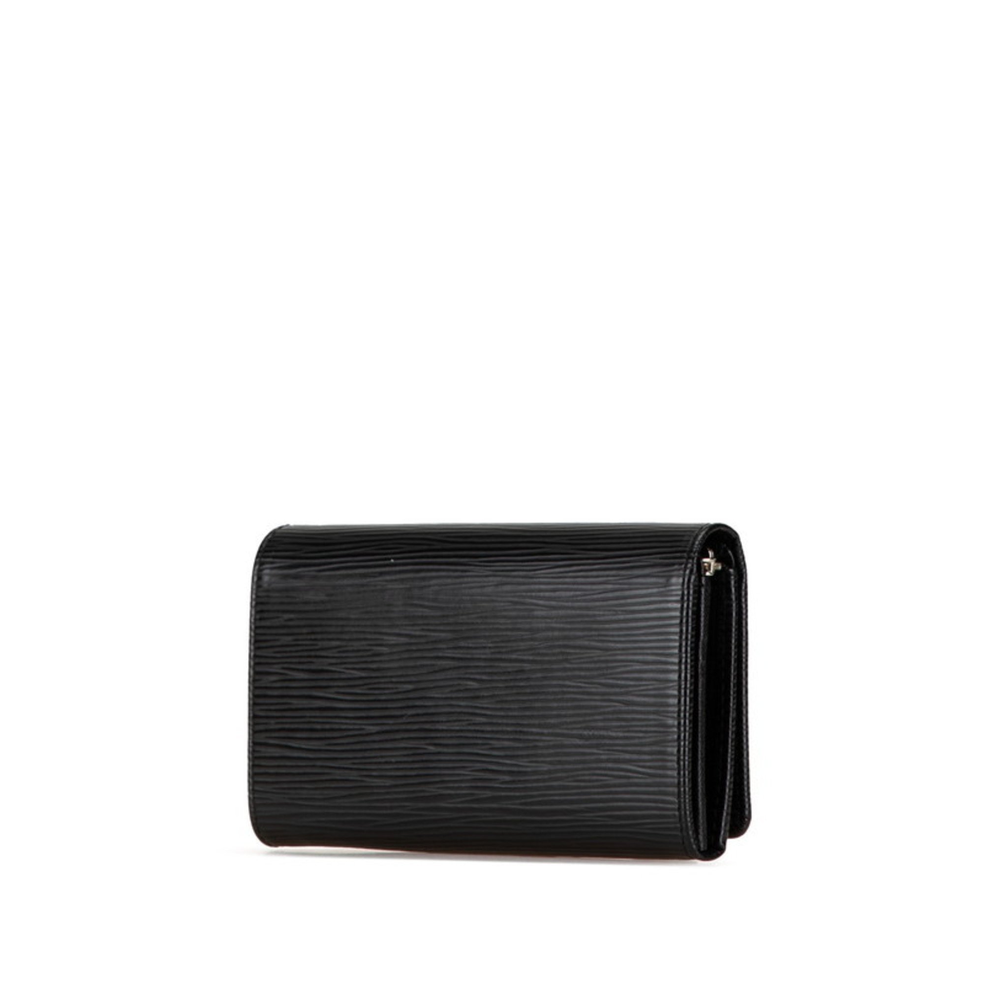 Louis Vuitton Epi Portefeuille Tresor L-shaped Bi-fold Wallet M63972 Noir Leather Women's LOUIS VUITTON