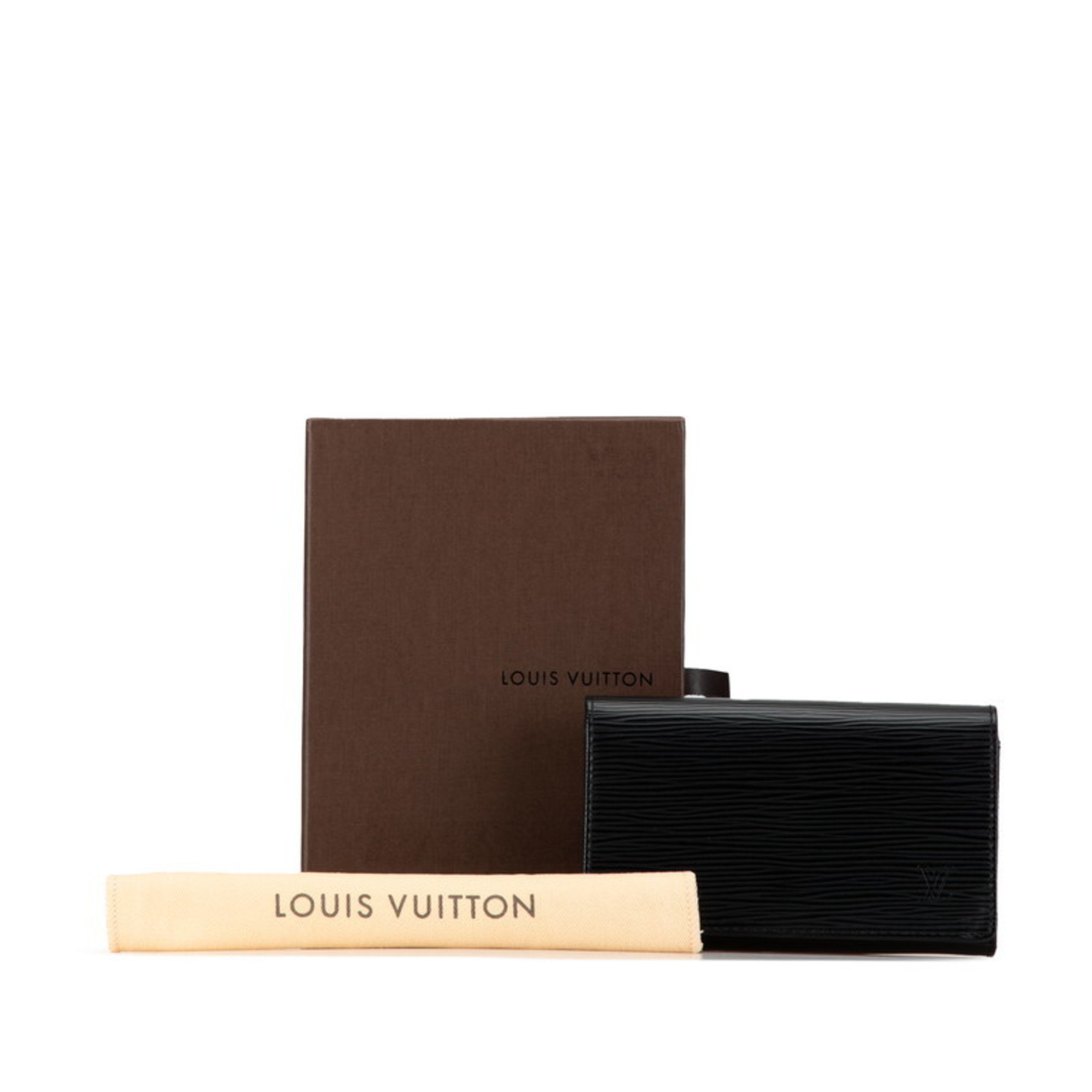 Louis Vuitton Epi Portefeuille Tresor L-shaped Bi-fold Wallet M63972 Noir Leather Women's LOUIS VUITTON